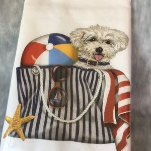 Beach Dog Tote Bag Designer Kitchen Towel Mary Lake Thompson FlourSack NWT 30”